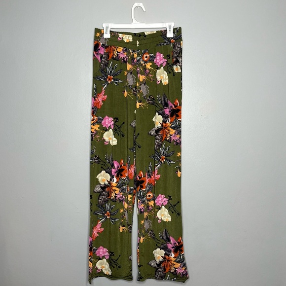Lildy Pants - Lildy Slit Accent Trousers Floral Flowy Boho Festival Gypsy Palazzo Pants DD